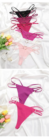 Iron Ring Sexy Women G String Briefs Ice Silk Panties Girls Underwear Thong Underpants Seamless Lingerie Plus Size S-XL