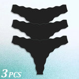 3PCS Women Seamless Panties Wavy Design Ultra-thin Panties Women Ice Silk Underwear Sexy Panty Low Waist G-string Female Solid