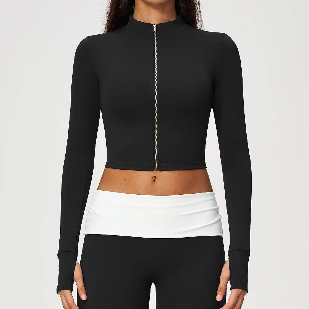 Yoga Long Sleeve Women's Zipper Sports Jacket Fitness Yoga Shirts Gym Top Activewear Running Coats Workout Clothes For Cycling