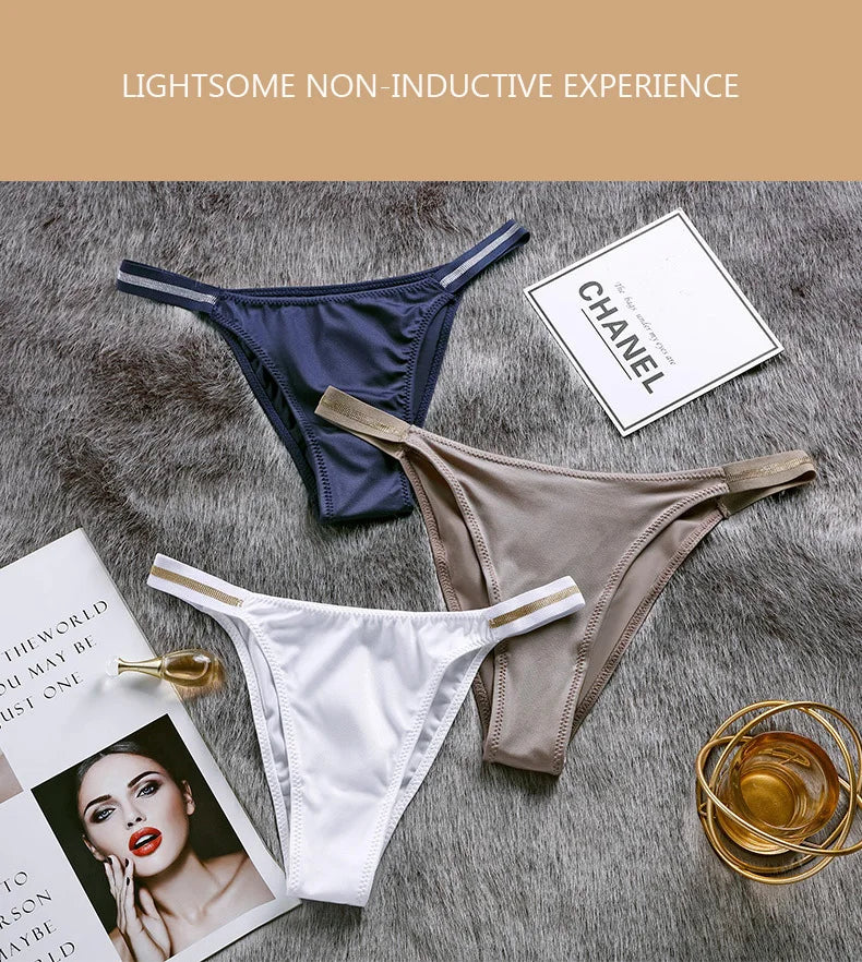Ice Silk Thongs Women's Panties Luxury Bikini G-String Seamless Underwear Low Waist Briefs Female Underpant Pantys Sexy Lingerie