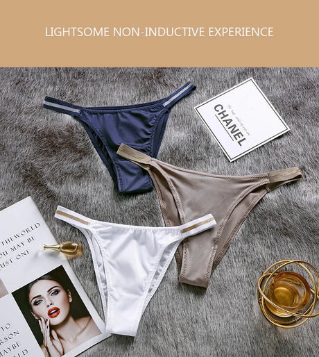 Ice Silk Thongs Women's Panties Luxury Bikini G-String Seamless Underwear Low Waist Briefs Female Underpant Pantys Sexy Lingerie