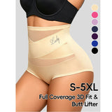 Hot Sale High Waisted Women's Panties Breathable Mesh Cross Tummy Cinching No Trace Triangle Panties Tummy Tuck Shaper