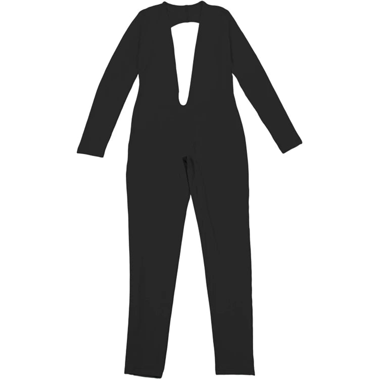 STYLISH LADY Cut Out Jumpsuits 2025 Autumn Women Long Sleeve V Neck Backless Bodycon Sexy Club Party Rompers Jumpsuits