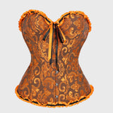 Women Bustier Corset Victorian Gothic Jacquard Front Busk Waist Cincher Halloween Party Wear