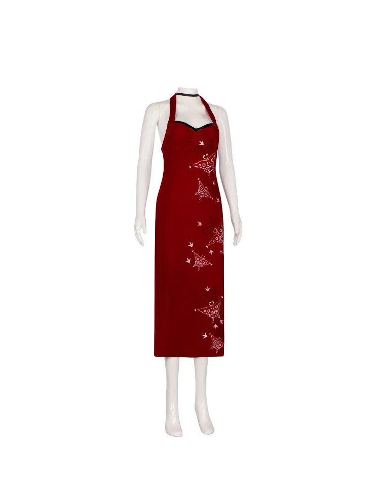 Ada Wong Cosplay Dress Uniform Halloween Christmas Costume Women Red Lace Cheongsam Lingerie Suit Movie Secret Service Outfits