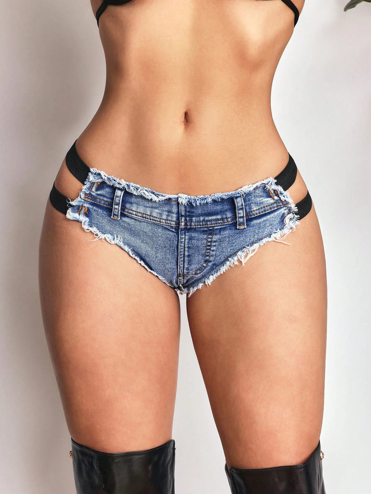 Summer Elastic Spice Girls Sexy Ultra Low Waist Bangage Skinny Women's Denim Shorts