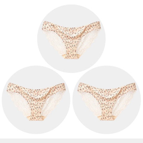 Women's Seamless Underwear Leopard Intimate Women Sexy Lace Black Floral Panties Seamless Panty 3pcs/set