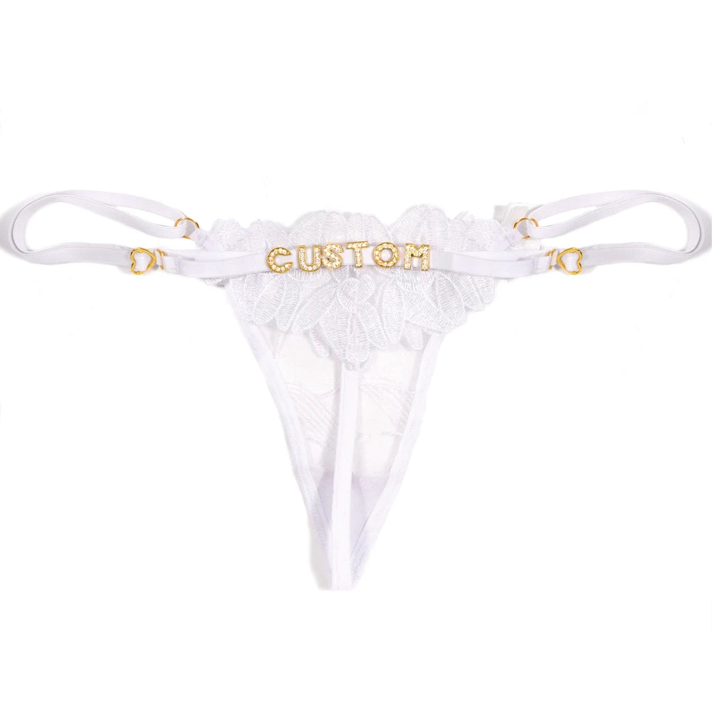 Sexy Customized Name Lace Thong Panties for Women Adjustable Underwear Detachable DIY Letter Personality Valentine's Day Gift