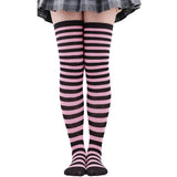 Thigh High Stockings Womens Striped Ladies Girls Black White Pink Long Over Above Knee Socks Femboy Cosplay Lolita Harajuku Y2k