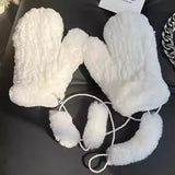 Hot Sale Women's 100% Natural Rabbit Fur Winter Gloves Warm Knit Thick Thermal Mittens Soft Real Fur Outdoor Cold Weather Glove