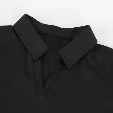 Women Sexy Long Sleeve Bodysuit Turn-down Collar V Neck Shapewear Tummy Control Butt Lift Shirt Seam-free Compression