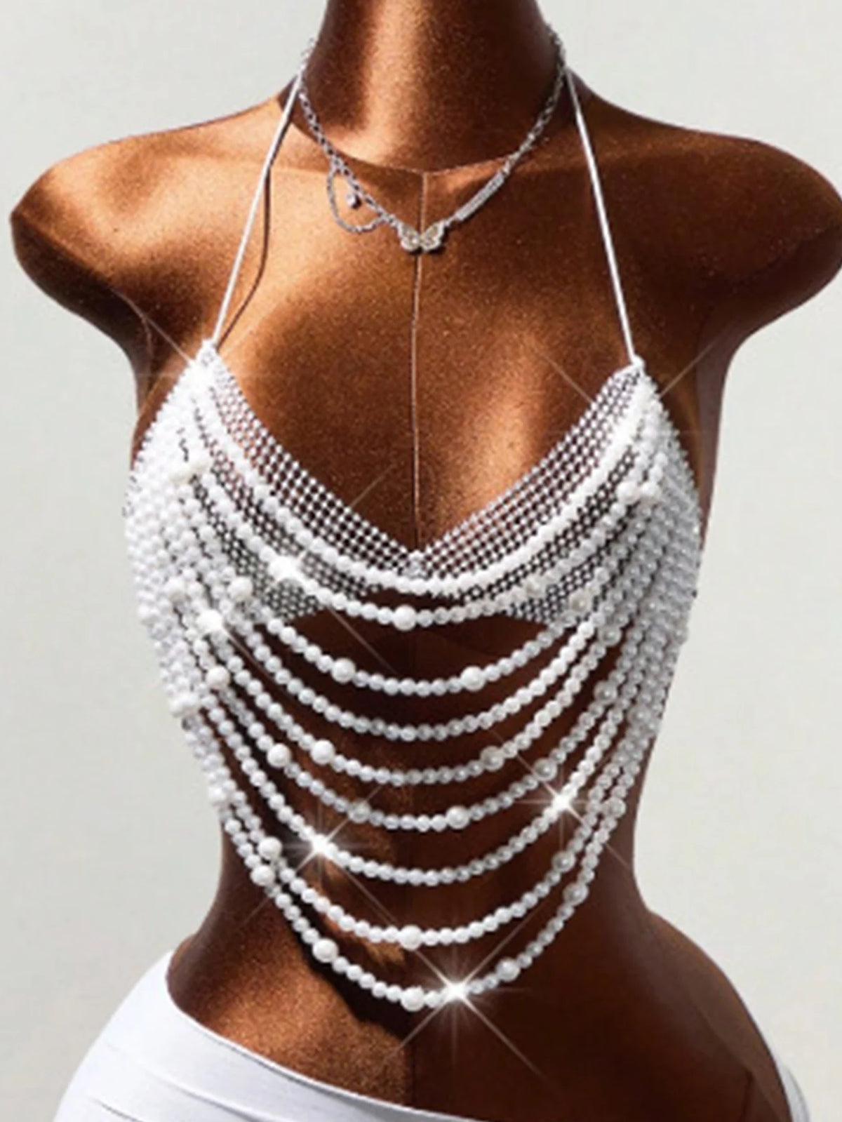 Sexy Metal Rhinestone Corset Crop Top Women Summer Club Party tops Woman Clothing See through Beach Halter Tank Top Streetwear