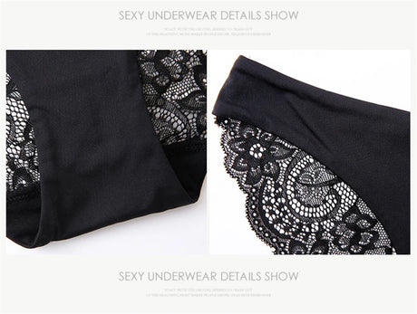 Women's Seamless Underwear Leopard Intimate Women Sexy Lace Black Floral Panties Seamless Panty 3pcs/set