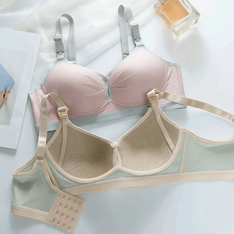 Pure Cotton Double Button Breastfeeding Bra Soft Comfortable Seamless Breathable Maternity Bra Anti Sagging No Underwire