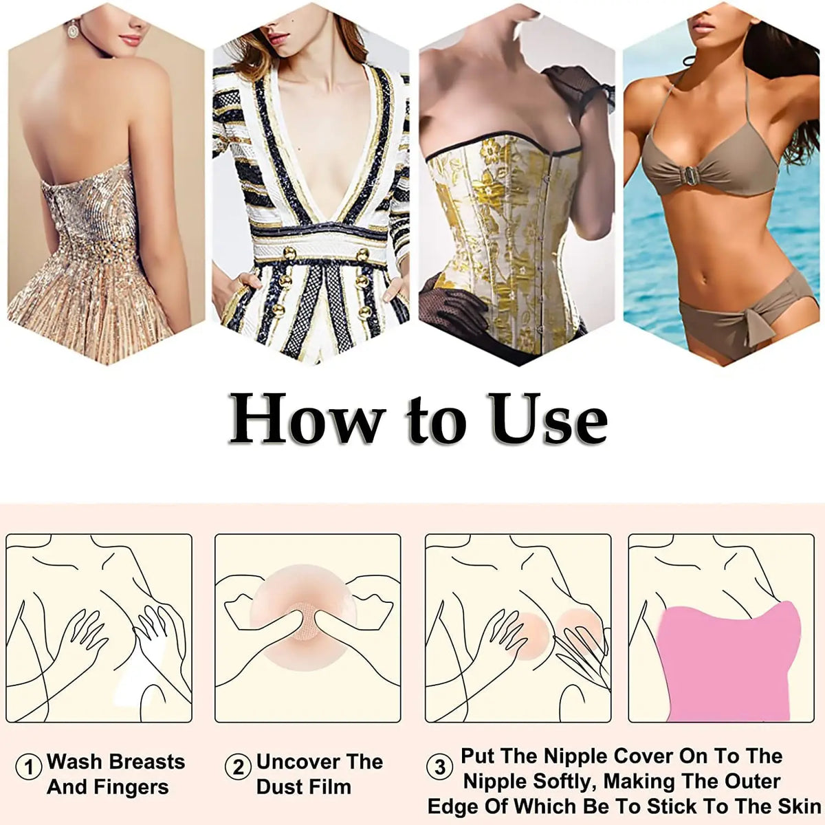 Reusable Women Breast Petals Lift Nipple Cover Invisible Petal Adhesive Strapless Backless Stick on Bra Silicone Breast Stickers