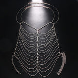 Rave Harness Rhinestone Multilayer Chest Chain for Women Nightclub Sexy Outfit Crystal Body Chain Jewelry Dress Accessories