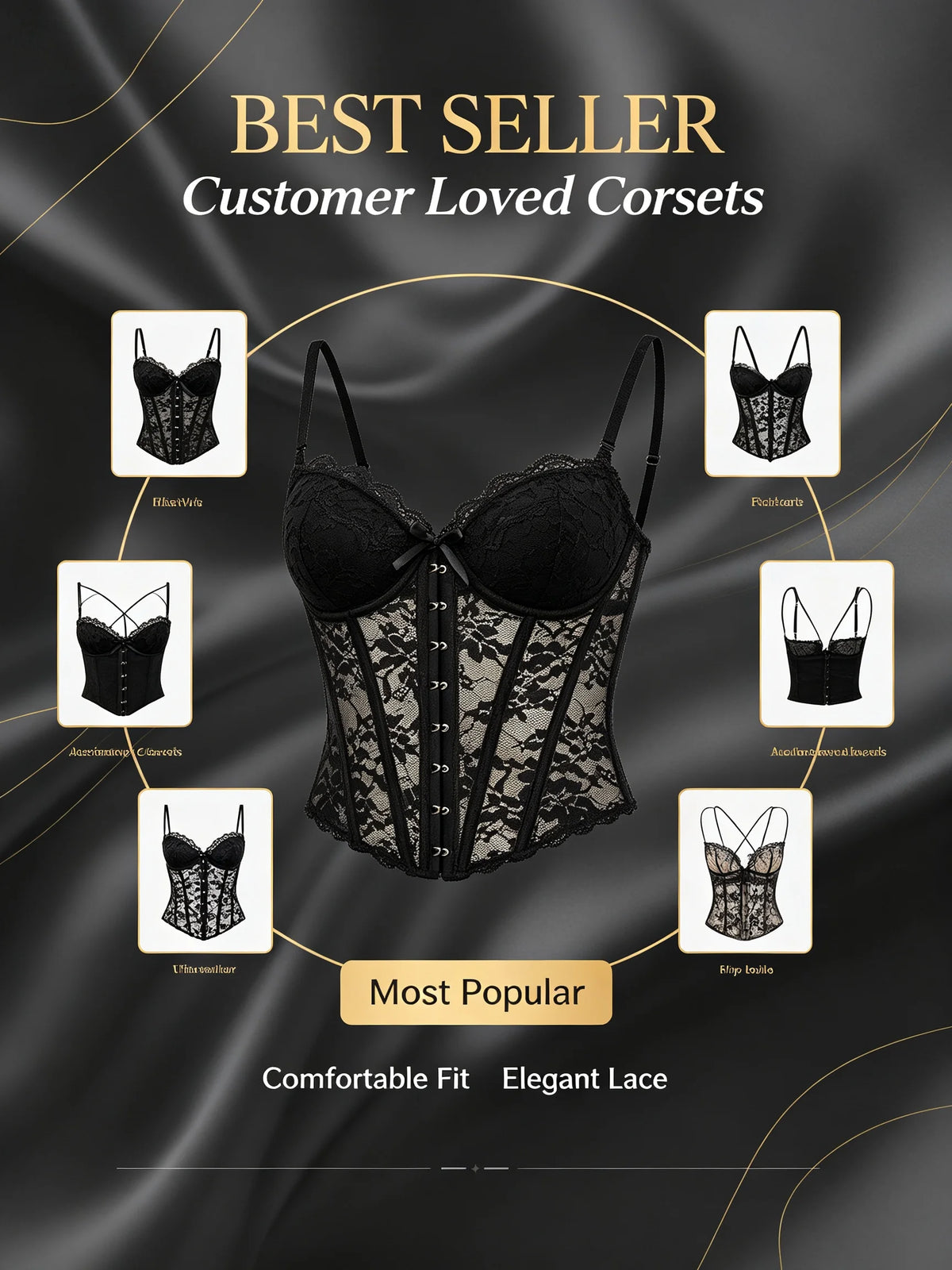 Sexy Women's Lace Fishbone Bandage Vest Black Slim Strapless Backless Female Corset 2026 Spring Summer Lady Beach Party Top New