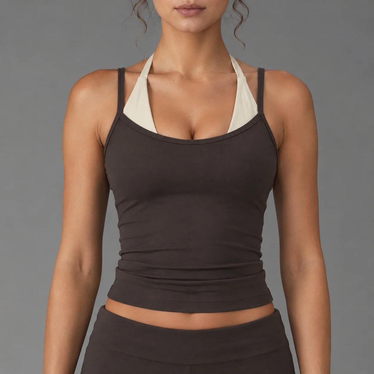 Women Color Block Sleeveless Tank Top Quick Dry Fake Two Piece Sports Bra Running Gym Pilates Yoga Workout Top
