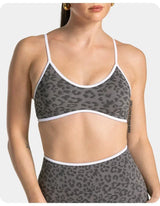 LOGO 2pcs High Quality Yoga SetNew Leopard Print Sports Underwear, Shockproof Butt Lift Workout Sports Trousers Women Activewear