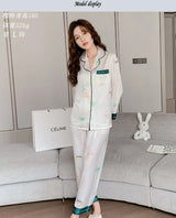 Satin Silk Pajamas for Women's Set pyjamas Button Pigiama Donna pjs Winter Mujer Pijama Sleepwear Nightwear woman 2 piece set