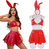 Hot Sexy Bunnygirl Cosplay Outfits Women Sexy Lingerie Erotic Pu Leather Bodysuit Bunny Roleplay Costume Sex Set Fantasy Bodycon