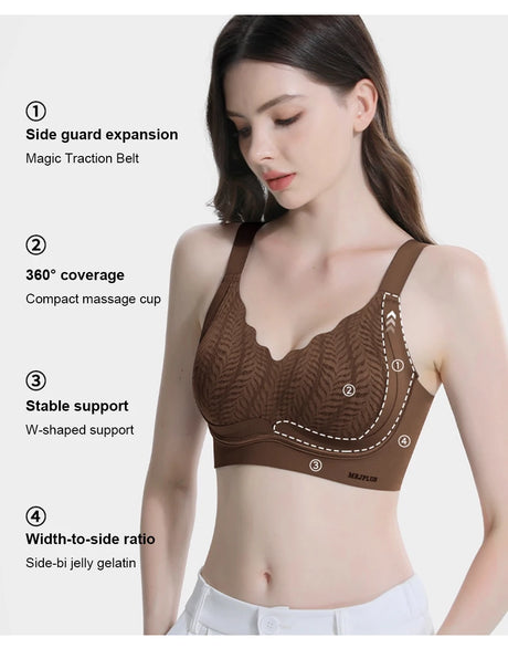 FallSweet Plus Size Lift Up Bra for Women Wireless Brassiere Anti Sagging Side Support Fixed Cup Big Bust Minimizer Bras M-3XL