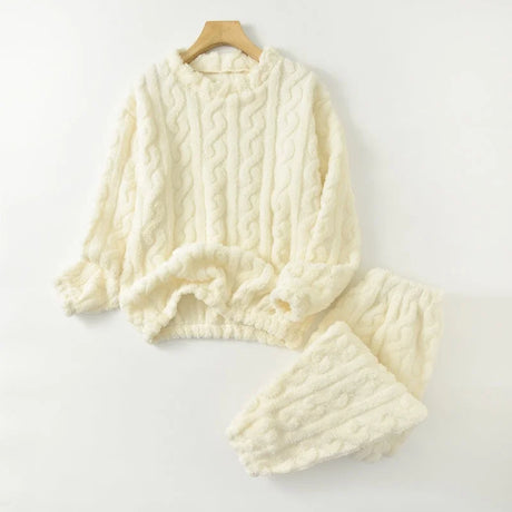 Women's Autumn and Winter Thermal Pajamas Sets Coral Velvet Jacquard Warm Loungewear Female Soft Comfortable Thickened Sleepwear