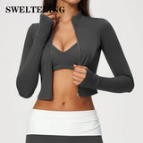 Yoga Long Sleeve Women's Zipper Sports Jacket Fitness Yoga Shirts Gym Top Activewear Running Coats Workout Clothes For Cycling