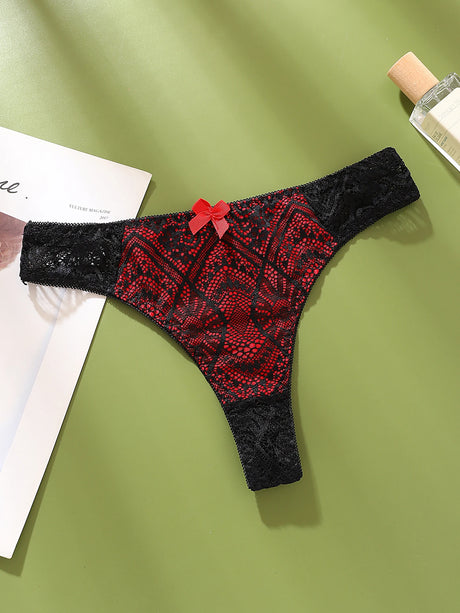 Sexy Women's G-String Panties Transparent Mid-Low Rise Ladies Underwear Color-Block Female Intimates Lingerie
