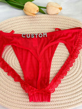 Custom Rhinestone Letter Name Underpants Sexy Mesh Panties Low Rise Hollow Hip Briefs Personalized Gift Wife Lover Anniversary