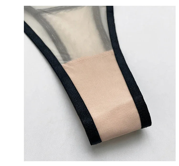 Baby Rhinestone Letter Sexy Thongs Women's Mesh Breathable Thin Perspective Underwear Low Waist Hollow Out Erotic Briefs String