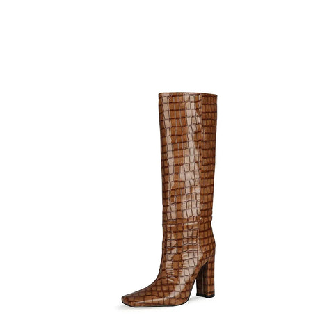 2024 NEW Fashion High Tube Knee High Boots 10cm/6.5cm Thick Heel 21 Colors Women Short Plush Boots Size 45 Winter Leather Shoes