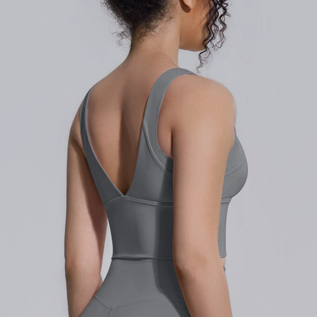 Women Summer Yoga Bra Underwear Shockproof Bra Sports Running Beautiful Back V Shaped Fitness Yoga Tank Top Bra with Chest Pad ﻿