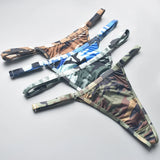 Men Women Unisex Camouflage Print Thong Underwear Adjustable Waist Strap Briefs 4 Styles  Sexy Low Rise G-string Panties For D