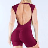 Flutter Sleeve One Piece Women Sports Jumpsuit Bodysuit With A Backless Design Sports Activewear Yoga Enterito Gym Set