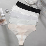 1/3pcs Ultra-Thin Ice Silk Thong Panties Women Seamless Transparent Low-Rise Quick Dry Underwear