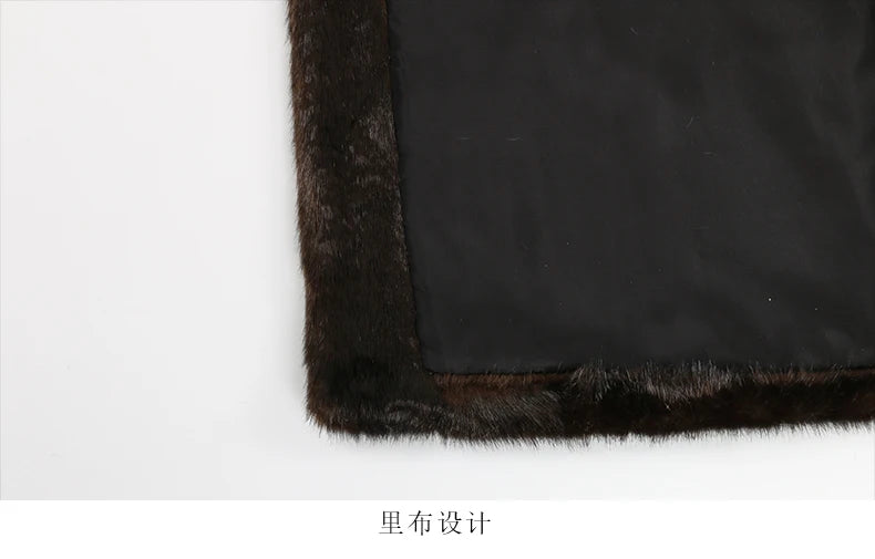 Nerazzurri Autumn Winter Extra Long Thick Warm Brown Fluffy Faux Mink Fur Coat Women Luxury Elegant Chic Furry Overcoat 2024