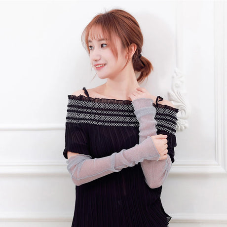 Cycling Bike Thin Arm Warmers Breathable Sunscreen Long-Sleeved Sun Protection Sleeves Driving Gloves Mesh Lace Gloves