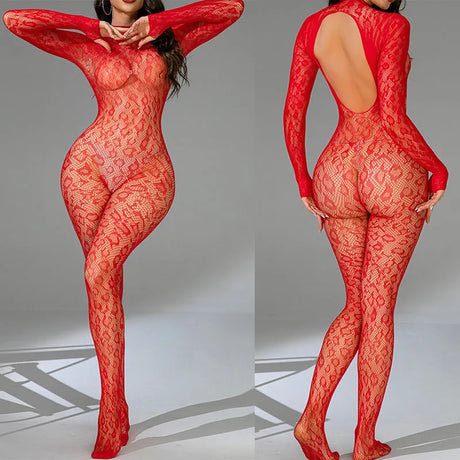 Hot Sexy Leopard Fishnet Bodysuit Women Sexy Lingerie Porn Roleplay Outfits Erotic Sheer Bodystockings Lace Underwear Sexy Set
