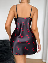 Women's V Neck Spaghetti Strap Nightdress Heart Print Sexy Nightwear Sleepwear Outfit For Home Wear Romantic Date