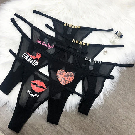 Custom Thongs Crystal Name Letter Women Sexy Underpants Erotic G-String Panties Personalized Underwear Girl Friend Hot wife Gift