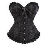 Women Bustier Corset Victorian Gothic Jacquard Front Busk Waist Cincher Halloween Party Wear