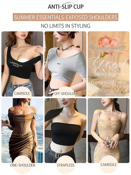 Sexy Seamless Half Cup Push-Up Bra Wire-Free Backless Stick-On Invisible Strapless for Small Breasts Underwear