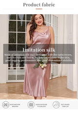 2025 New Women's Fashionable Sexy Plus Size 2XL Long Silk-Like Sling Nightgown Breathable Casual Sleepwear Loungewear