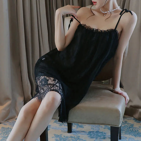 Plus Size Lingerie Lace Babydoll Chemise Nightgown Nighty Mesh Sleepwear Slip Nightdress Valentine Day Gifts For Women