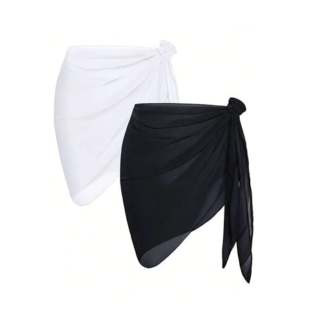 Women Summer Short Sarongs Swimsuit Coverups Beach Bikini Wrap Sheer Short Skirt Chiffon Scarf Cover Ups for Swimwear
