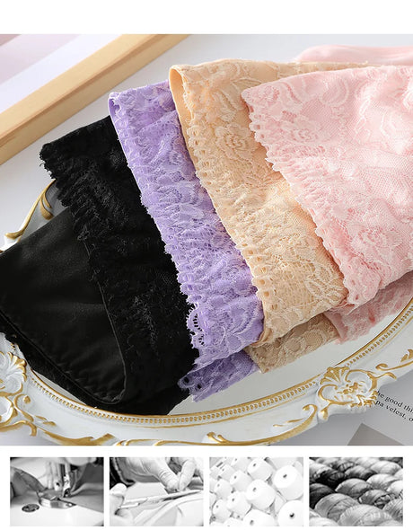 6pcs Women's Panties High Waist Underwear Large Size Fashion Girls Briefs Plus Size Breathable Lace Panty Female Lingerie