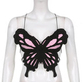 Hot Butterfly Jeans Crop Top Backless Strap Camis Sexy Lingerie Bow Bra Women Beach Mini Vest Butterfly Tank Tops Party Clubwear
