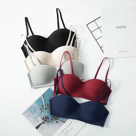 2 PCS Women Solid Invisible Bras Strapless Bralette 1/2 Cup Underwear Female Seamless Party Wedding Bra Sexy Lingerie