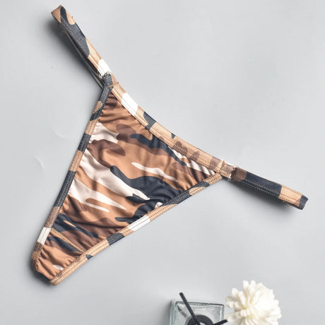 Men Women Unisex Camouflage Print Thong Underwear Adjustable Waist Strap Briefs 4 Styles  Sexy Low Rise G-string Panties For D